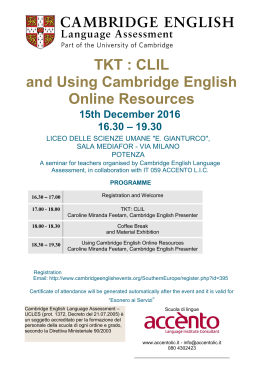 TKT : CLIL and Using Cambridge English Online Resources