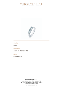 Codice O006 Descrizione Anello Tre Diamanti O.B. Pietre B ct 0.90