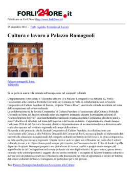Cultura e lavoro a Palazzo Romagnoli