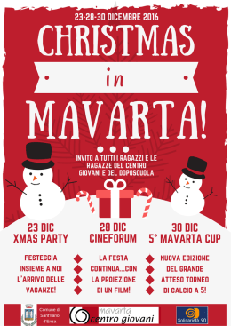 Natale con il Centro Giovani Mavarta, il 23, 28 e 30 dicembre.