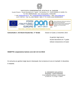 Lezione coro sospesa 13 dicembre - Istituto Comprensivo St. di Casier