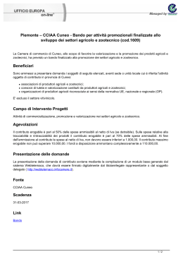 Piemonte &ndash; CCIAA Cuneo - Bando per attivit&agrave; promozionali