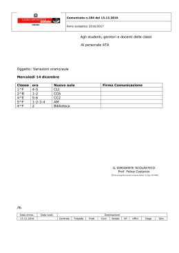184 - variazioni orario per il 14.12.2016