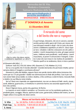 Avvisi 11 - 18 Dicembre - Parrocchia di San Vito in Bassano del