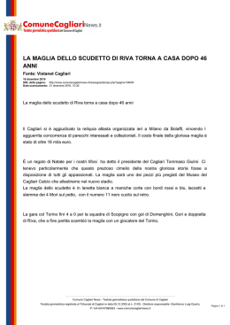 Comune Cagliari News - La maglia dello scudetto di Riva torna a