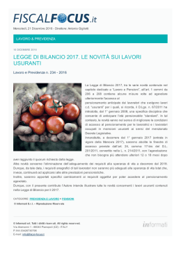 legge di bilancio 2017. le novit&agrave; sui lavori usuranti