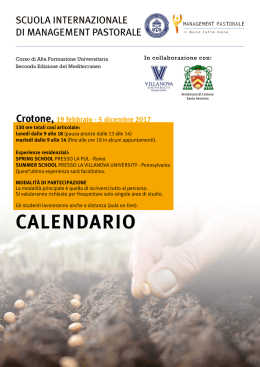 calendario - Management Pastorale