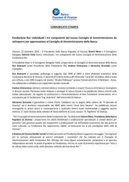 COMUNICATO STAMPA Fondazione Roi