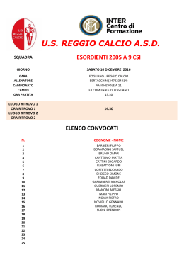 FOGLIANO 15:30 - US Reggio Calcio ASD
