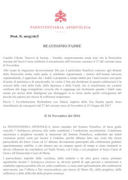 leggi il Decreto della Penitenzieria Apostolica (italiano)