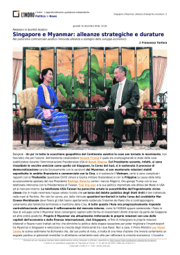 Singapore e Myanmar: alleanze strategiche e durature