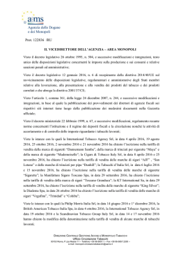 Agenzia delle Dogane e dei Monopoli Prot. 122836 /RU