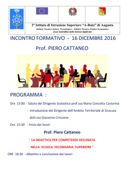 INCONTRO FORMATIVO - 16 DICEMBRE 2016 Prof. PIERO