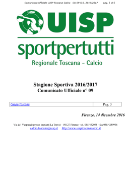Comunicato Ufficiale n°09 - Lega calcio regionale toscana UISP