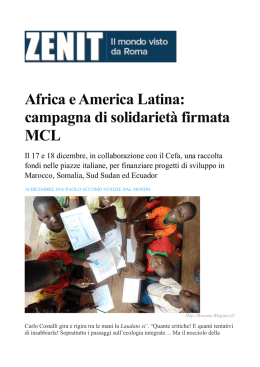 Africa e America Latina: campagna di solidarietà