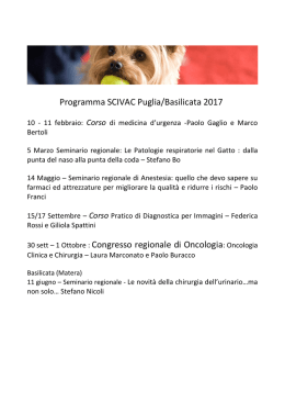 Programma SCIVAC Puglia/Basilicata 2017 30 sett – 1 Ottobre