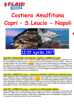 Costiera Amalfitana Capri – S.Leucio - Napoli