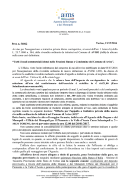 Avviso per l`assegnazione a trattativa privata di una rivendita