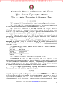 Applicazione Ordinanza cautelare del TAR Lazio n. 7805/2016