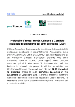 Notizie per la Stampa Protocollo d`intesa tra USR Calabria e