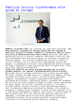 Fabrizio Taricco riconfermato alla guida di Coinger