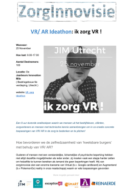 VR/ AR Ideathon​: ik zorg VR !
