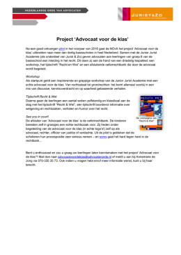 Project `Advocaat voor de klas` - Nederlandse Orde van Advocaten