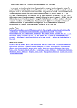 Het Complete Handboek Zwartwit Fotografie Zwart Wit PDF