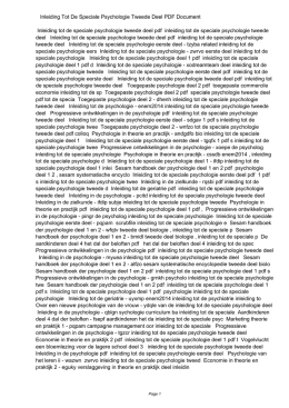 Inleiding Tot De Speciale Psychologie Tweede Deel PDF