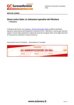 Sisma centro Italia: le indicazioni operative del Ministero