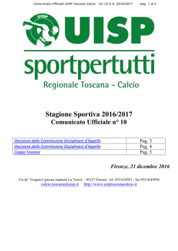 Comunicato Ufficiale n°10 - Lega calcio regionale toscana UISP