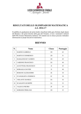 graduatoria delle olimpiadi di matematica 2016-17