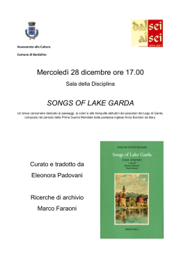 Mercoledì 28 dicembre ore 17.00 SONGS OF LAKE GARDA