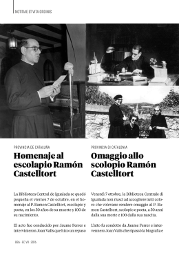 Homenaje al escolapio Ramón Castelltort Omaggio allo scolopio