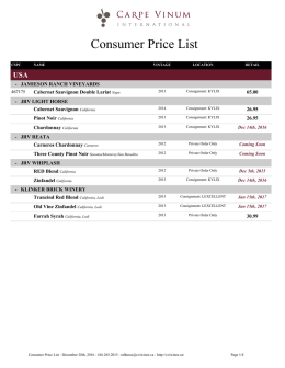 Consumer Price List - December 21st, 2016