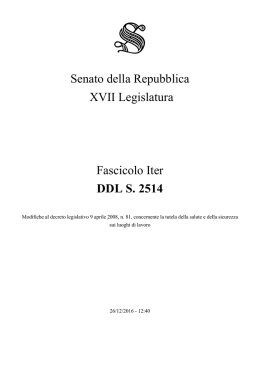 Senato della Repubblica XVII Legislatura Fascicolo Iter DDL S. 2514