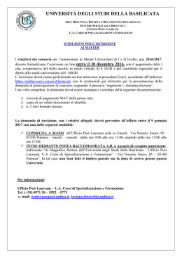 Istruzioni per l`iscrizione - Università degli Studi della Basilicata