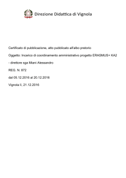 Certificato di pubblicazione, atto pubblicato all`albo pretorio Oggetto