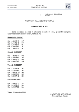 Calendario degli scrutini del primo quadrimestre della sezione serale