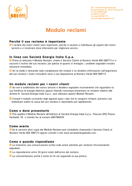 Modulo reclami - Società Energia Italia