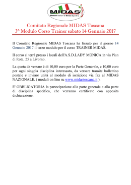 Comitato Regionale MIDAS Toscana 3° Modulo Corso Trainer
