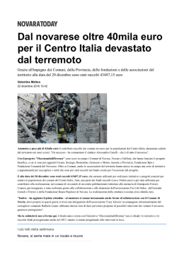 Dal novarese oltre 40mila euro per il Centro Italia devastato dal