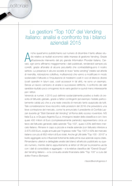 editoriale Le gestioni “Top 100” del Vending italiano: analisi e
