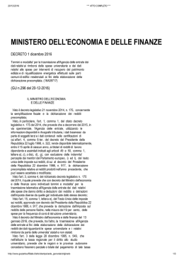 Mef, decreto 01/12/2016, in G.U. 20/12/2016, n. 296
