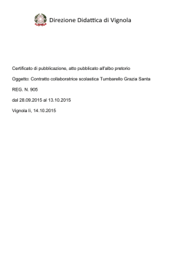 Certificato di pubblicazione, atto pubblicato all`albo pretorio Oggetto