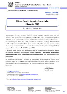 Misure fiscali - Sisma in Centro Italia 24 agosto 2016