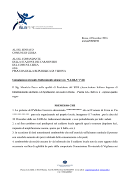 6-12-2016 Segnalazione presunta attivit&agrave; abusiva nel comune