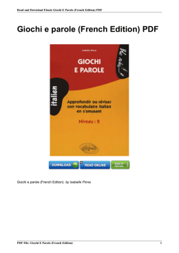 Giochi e parole (French Edition) by Isabelle Pinna