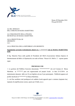 9-12-2016 Segnalazione presunta attivit&agrave; abusiva nel comune