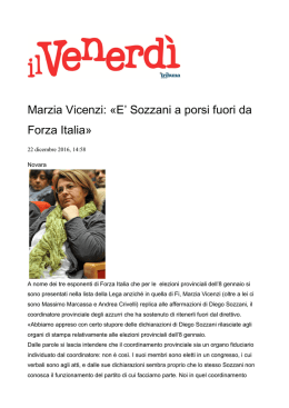 Marzia Vicenzi: «E` Sozzani a porsi fuori da Forza Italia